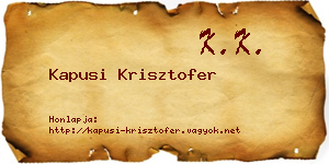 Kapusi Krisztofer névjegykártya
